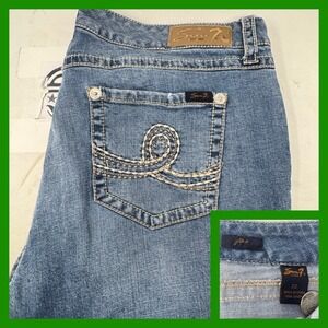 Seven7 Luxe Jeans Women's Size 22 Denim Bootcut Button Fly Embroidered Pockets